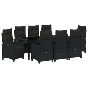vidaXL Set de salle à manger de jardin de 9 pièces en rotin poly noir