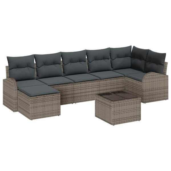 vidaXL Ensemble de canapé de jardin 8 Pièces Gris Poly rotin