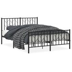 vidaXL Cadre de lit métal sans matelas avec pied de lit noir 135x190cm