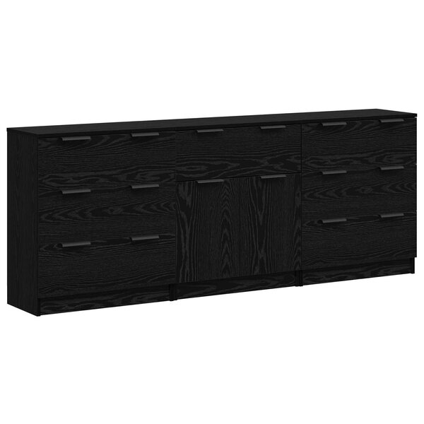 vidaXL Buffet 3 Pièces Chêne noir 181 x 30 x 70 cm Bois d'ingénierie