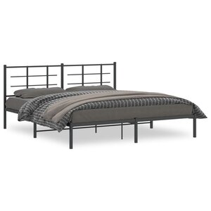 vidaXL Cadre de lit métal sans matelas et tête de lit noir 180x200 cm