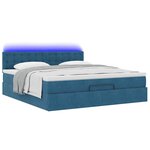 VidaXL Cadre de lit ottoman avec matelas bleu foncé 180x200 cm velours