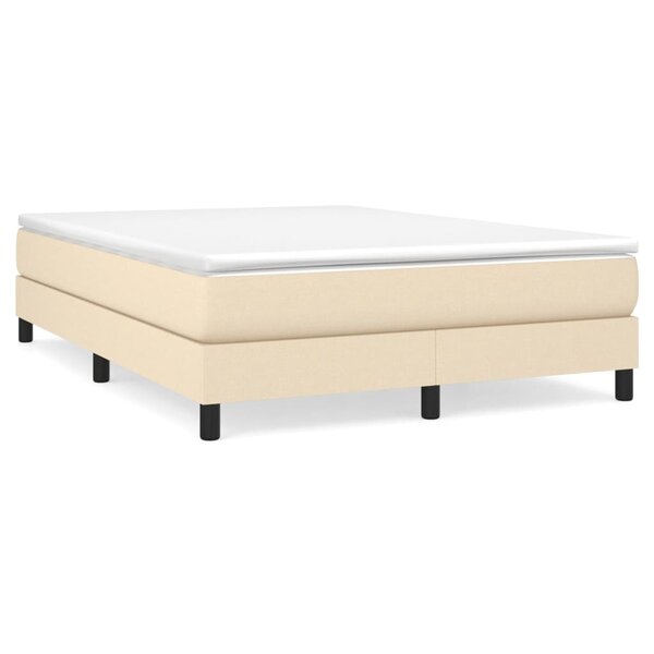 vidaXL Sommier à lattes de lit avec matelas Crème 140x200 cm Tissu