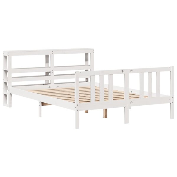 vidaXL Cadre de lit avec tête de lit blanc 160x200 cm bois pin massif