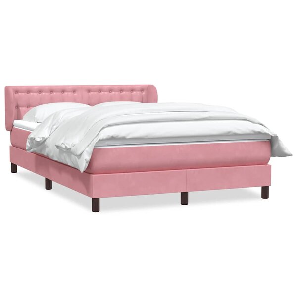 vidaXL Sommier à lattes de lit avec matelas rose 140x210 cm velours
