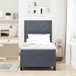 Lit à ressort vidaXL avec matelas et LED Gris foncé 100x200 cm Velours