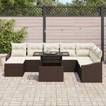 vidaXL Ensemble de canapé de jardin avec coussin 9 Pièces Marron et crème