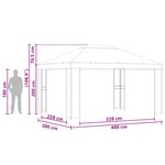 vidaXL Pavillon 4 × 3 m Noir Polyester et Acier 190 gsm