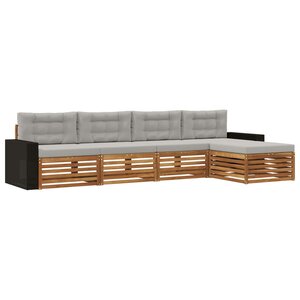 vidaXL Ensemble de canapés d'extérieur 5 Pièces Naturel et gris clair