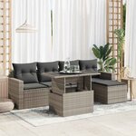 vidaXL Salon de jardin 6 Pièces avec coussins gris résine tressée