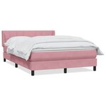 vidaXL Sommier à lattes de lit avec matelas rose 160x220 cm velours