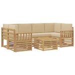 vidaXL Ensemble de canapés d'extérieur 7 Pièces Blanc et Beige Polyester