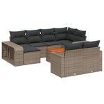 vidaXL Salon de jardin 11 Pièces avec coussins gris résine tressée