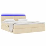 vidaXL Lit de rangement LED avec matelas Crème 160 x 200 cm Tissu
