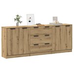 vidaXL Buffets 3 Pièces chêne artisanal 60x30x70 cm bois d'ingénierie