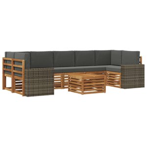 vidaXL Ensemble de canapés d'extérieur 8 pc Naturel et Anthracite