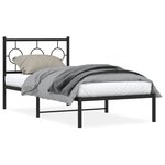 vidaXL Cadre de lit métal sans matelas avec tête de lit noir 90x190 cm