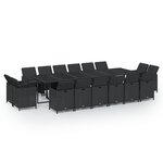 vidaXL Ensemble à dîner de jardin coussins 17 Pièces Résine tressée Noir