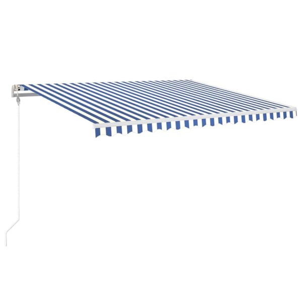 vidaXL Auvent automatique capteur de vent/LED 400x350 cm Bleu et blanc