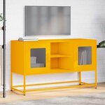 vidaXL Meuble TV jaune moutarde 100 5x39x60 5 cm acier