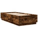 vidaXL Cadre de lit avec LED sans matelas chêne fumé 100x200 cm