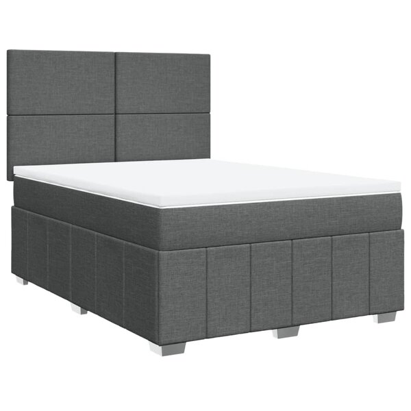 vidaXL Sommier à lattes de lit avec matelas Gris foncé 140x190cm Tissu