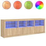 vidaXL Buffet avec lumières LED chêne sonoma 202x37x67 cm