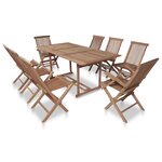 vidaXL Ensemble à manger d'extérieur 9 Pièces et chaises pliables Teck