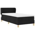 Lit à ressort box avec matelas en noir  90x190 cm  tissu