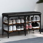 vidaXL Banc à chaussures chêne fumé 82x32x47 cm Bois d'ingénierie