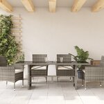vidaXL Table de jardin dessus en verre gris 190x80x74cm résine tressée