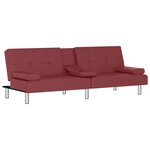 vidaXL Canapé-lit avec porte-gobelets rouge bordeaux similicuir