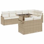 vidaXL Ensemble salon avec coussin 9 Pièces Beige Poly rotin