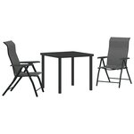 vidaXL Set de jardin 3 pièces gris rotin PE