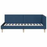 vidaXL Cadre de lit d'angle Bleu 90 cm x 190 cm Tissu et Contreplaqué