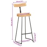 vidaXL Tabourets de bar lot de 2 49x43x103 cm bois de manguier massif