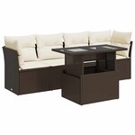 vidaXL Salon de jardin avec coussins 5 Pièces marron résine tressée