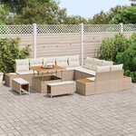 vidaXL Ensemble de canapé de jardin 13 Pièces Beige Poly rotin