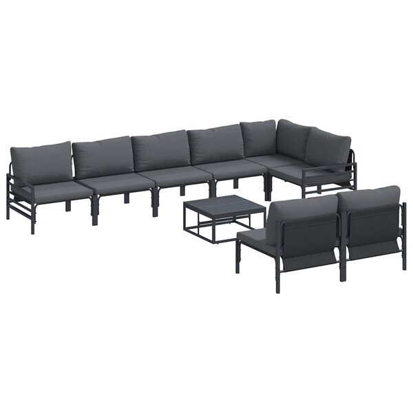vidaXL Ensemble de canapé de jardin 9 Pièces Anthracite Acier