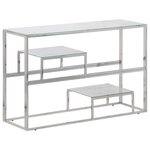 vidaXL Table console argenté acier inoxydable et verre trempé