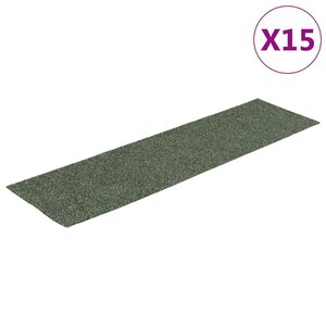 vidaXL Tapis d'escalier autocollants 15 pièces 76 x 20 cm Vert Rectangulaire