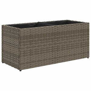 vidaXL Jardinière avec 2 pots gris 72x30x32 cm résine tressée