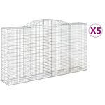 vidaXL Paniers à gabions arqués 5 Pièces 300x50x160/180 cm fer galvanisé