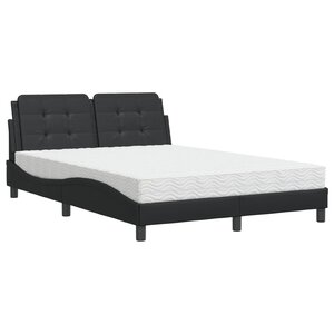 vidaXL Lit avec matelas noir 140x190 cm similicuir
