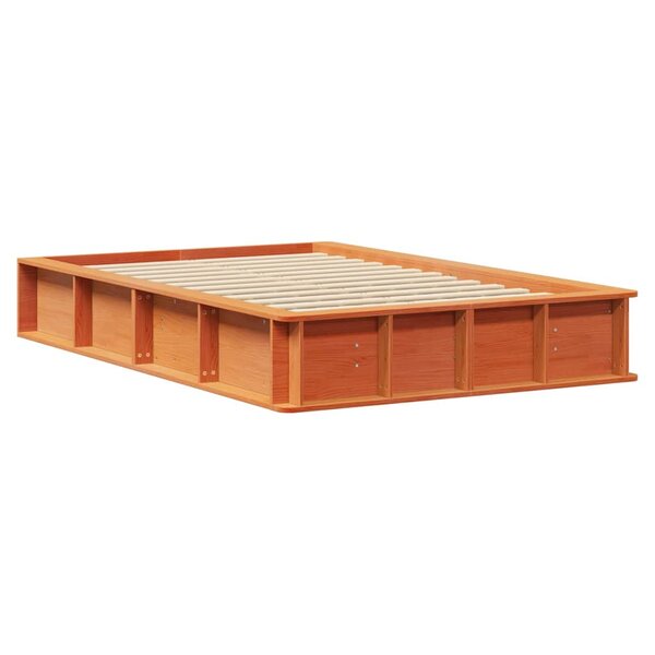 vidaXL Cadre de lit avec stockage Marron cire 120 x 200 cm Bois massif