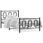 vidaXL Cadre de lit métal avec tête de lit/pied de lit noir 100x190 cm