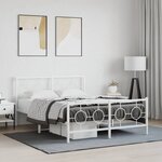 vidaXL Cadre de lit métal sans matelas et pied de lit blanc 135x190 cm