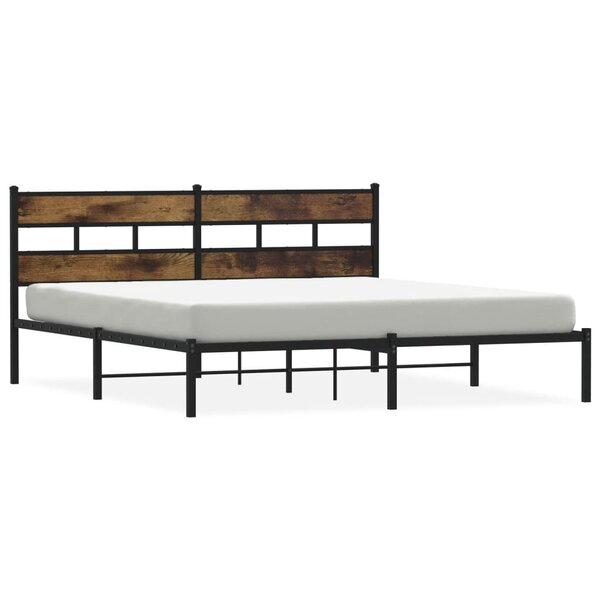 vidaXL Cadre de lit en métal sans matelas chêne fumé 200x200 cm
