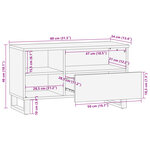 vidaXL Meuble TV marron 80x34x46 cm bois massif de manguier