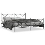 vidaXL Cadre de lit métal avec tête de lit/pied de lit noir 183x213 cm